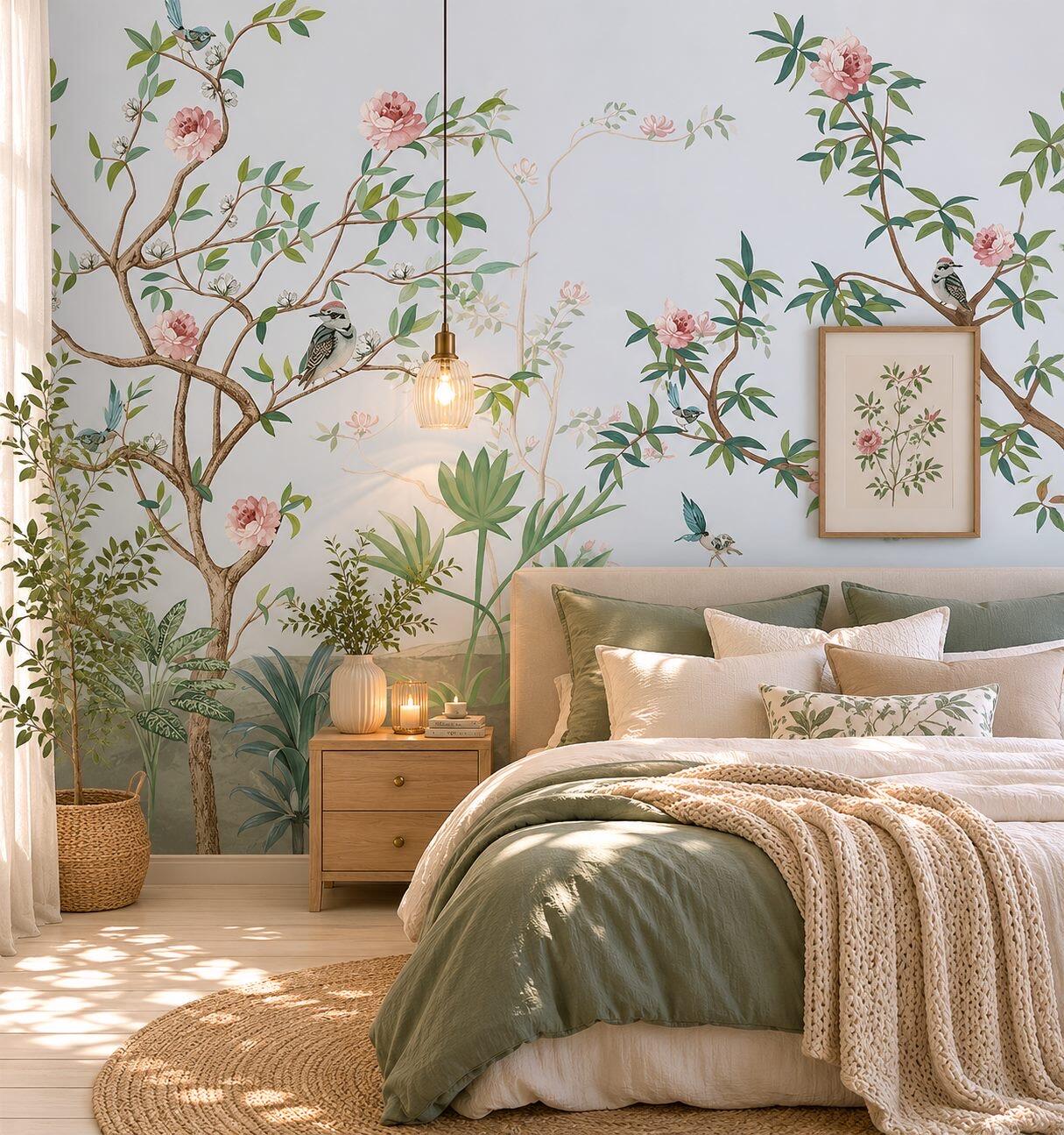 Bird Chinoiserie floral wallpaper – The Wall Chronicles