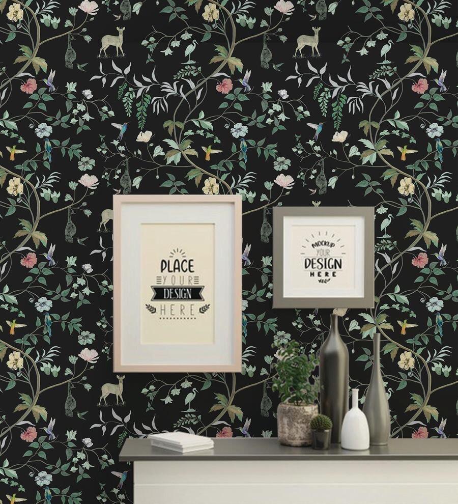 Garden Chinoiserie Black botanical wallpaper – The Wall Chronicles