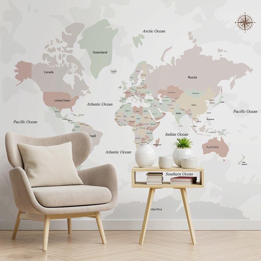Pastel World Map wallpaper – The Wall Chronicles