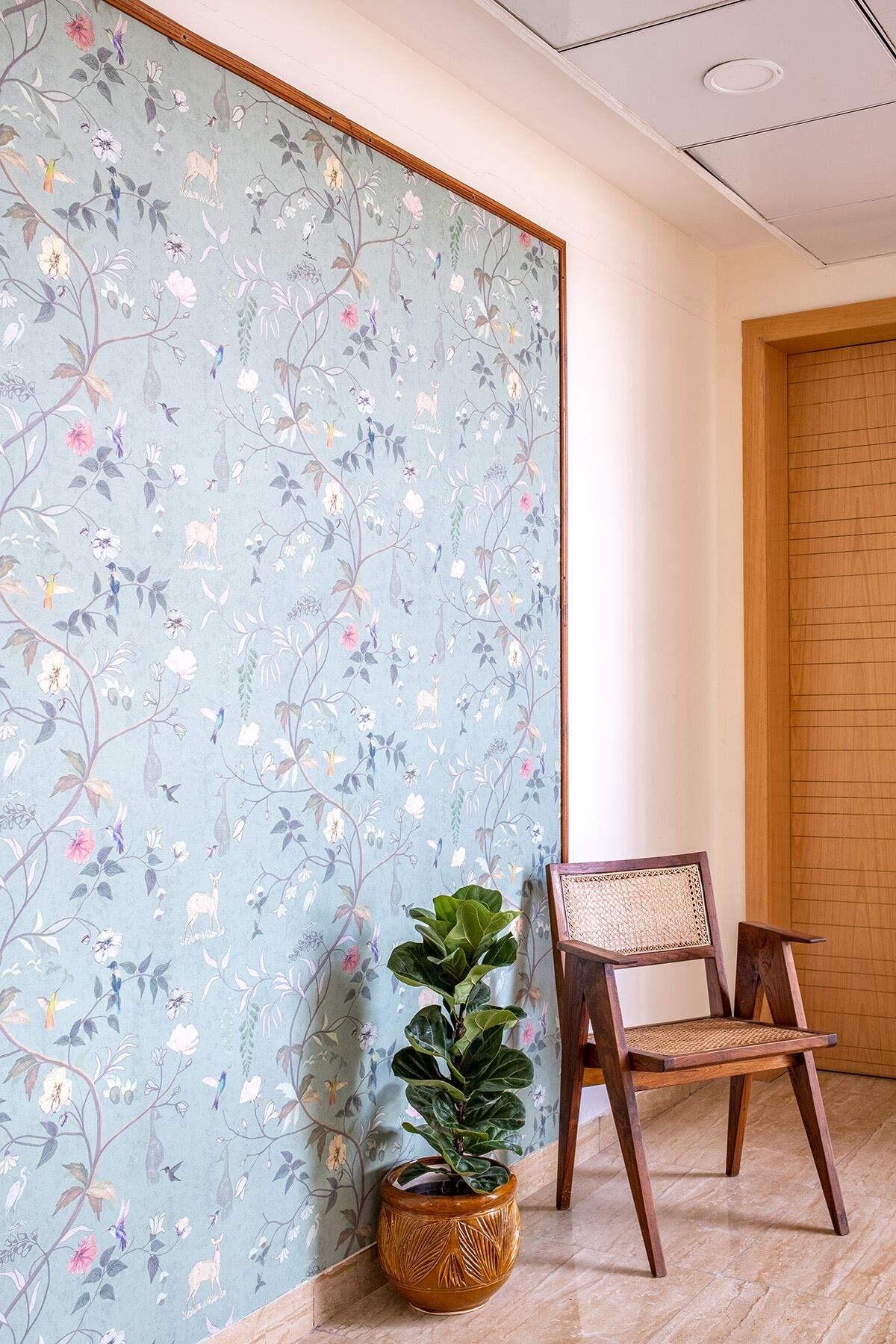 Meenakshi and Shyam entryway wallpaper project by The Wall Chronicles
