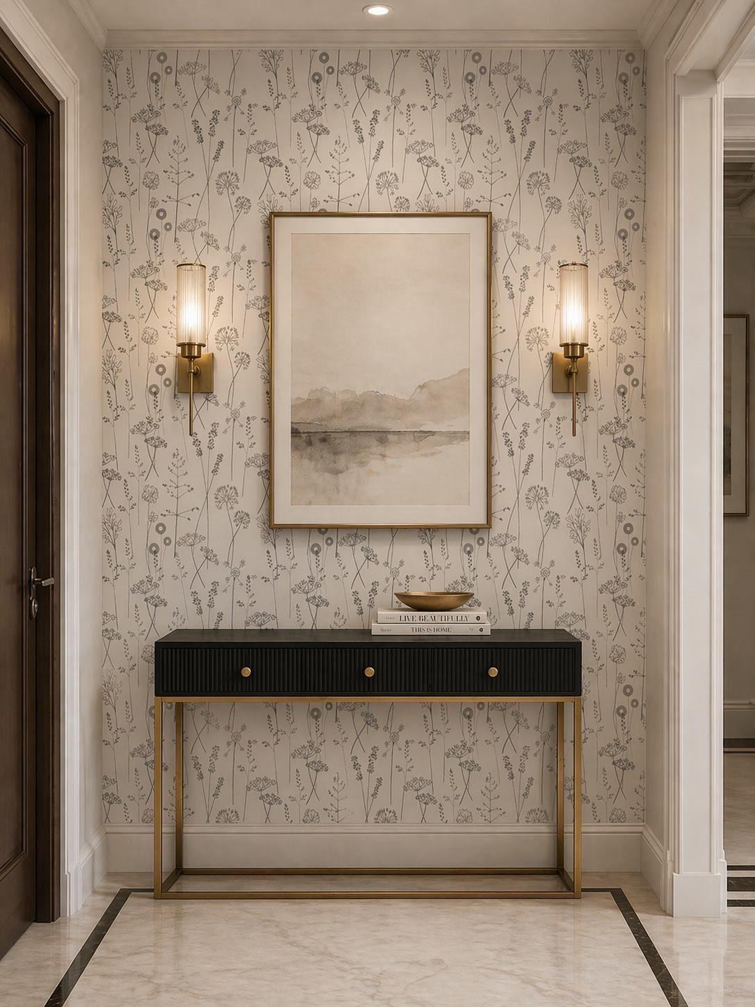 Dandelions Monochrome foyer wallpaper – The Wall Chronicles