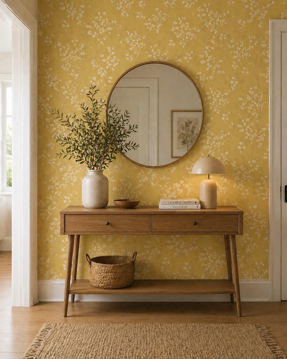 Sprig Silhouette Ochre foyer wallpaper – The Wall Chronicles