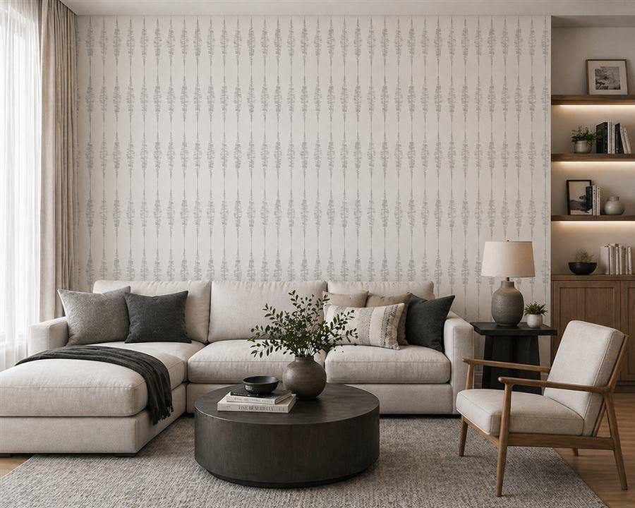Frequency Grey living room wallpaper – The Wall Chronicles