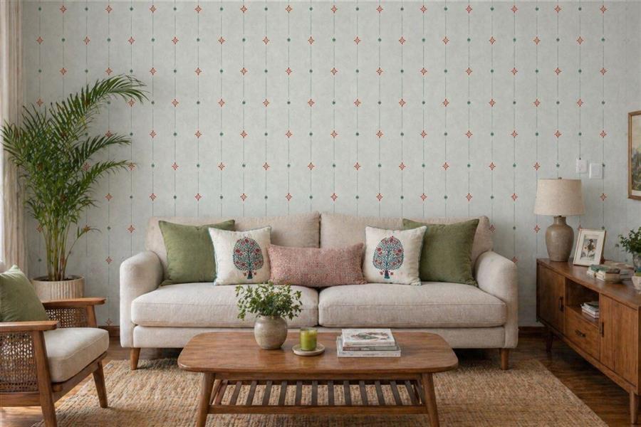 Terracotta Stripes living room wallpaper – The Wall Chronicles