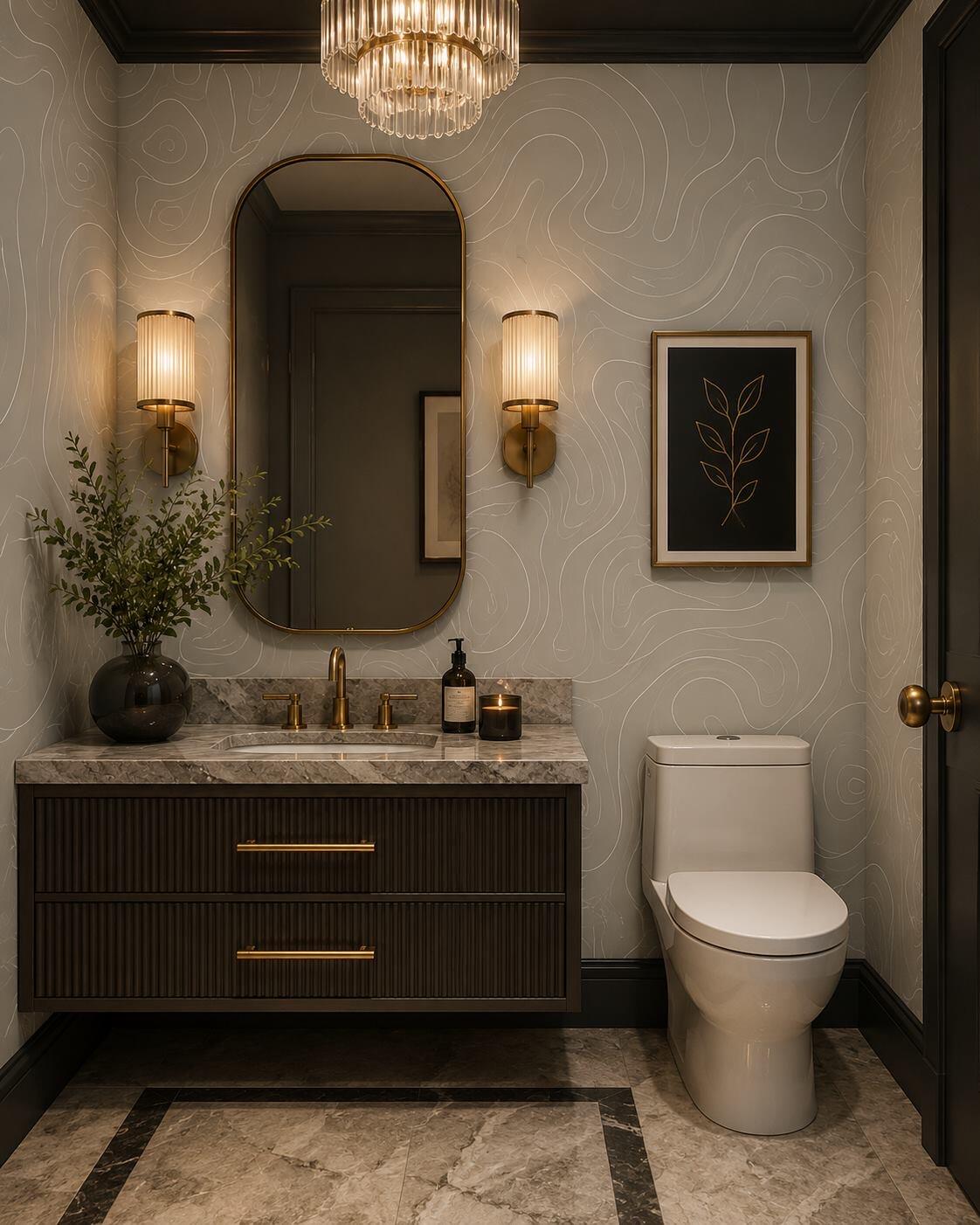 Curved Lines powder room wallpaper – The Wall Chronicles
