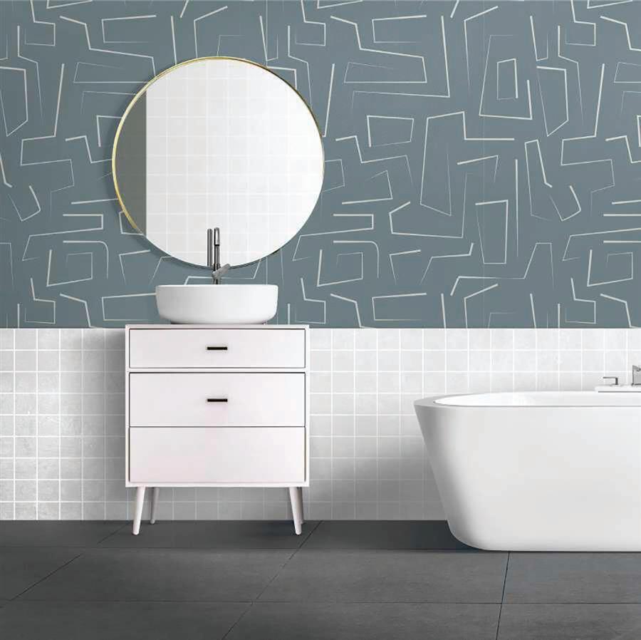 Broken Maze Slate Blue repeat pattern wallpaper – The Wall Chronicles