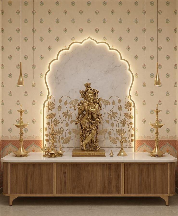 Floral Jharokha temple wallpaper – The Wall Chronicles